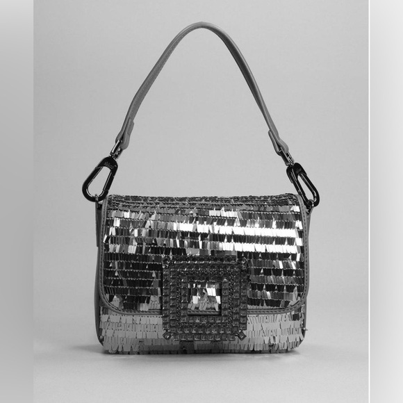 Anthropologie Bibi Lou Baku Shoulder Bag Gray & Silver